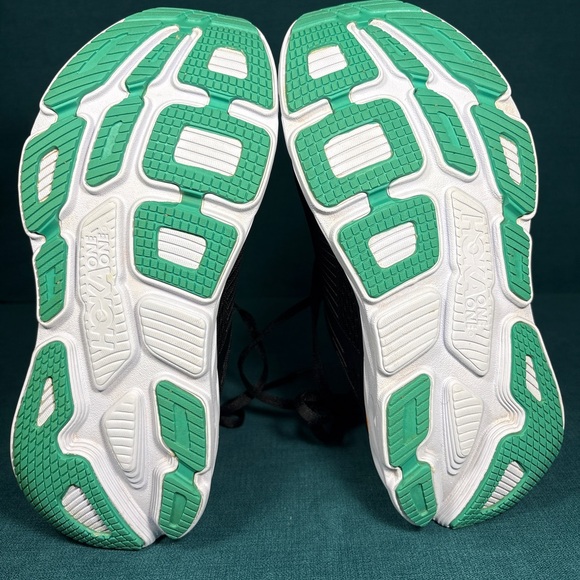 HOKA Bondi Black Green Running Race Shoes Size 7.5Men/9Women - Picture 7 of 8